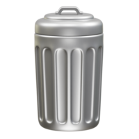 metal trash can with a lid and handle icon 3d. Trash bin recycle bin icon 3d illustration png
