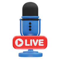 microphone with a red live badge icon 3d render illustration png