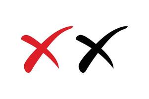 Two hand drawn x marks one red and one black, , illustration vector