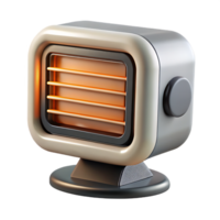 Electric heater with glowing orange elements on transparent stand png