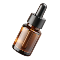 Amber dropper bottle with transparent cap on transparent background png