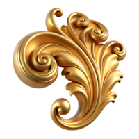 Golden scrollwork ornament with swirling floral detail png
