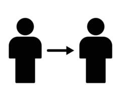 person to person change management icon in black flat with arrow. Substitution Black Icon. EPS 10. vector