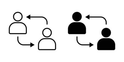 person to person change management icon with arrow. Substitution Black Icon. vector