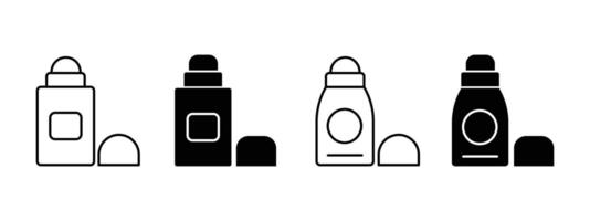Deodorant icon set. solid and filled outline style. Deodorant roll on perfume stick or due bottle. icons illustrations for graphic design. vector