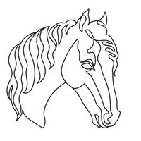 Horse head with long mane continuous one line drawing vector