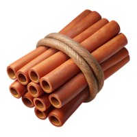 Cinnamon sticks tied with rough twine on transparent background png
