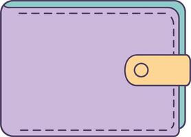 Minimalist purple wallet with beige button clasp digital illustration flat design style vector