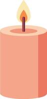 Pink candle with small flame burning softly minimalistic style light source illustration vector