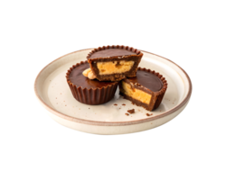 Peanut butter cup desserts served on a plate isolated on transparent background png