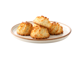 Coconut macaroons served on a plate isolated on transparent background png