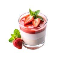 Strawberry mousse in a glass isolated on transparent background png