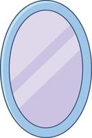 Oval wall mirror with blue frame reflecting light minimalist home decor accessory for interior design vector