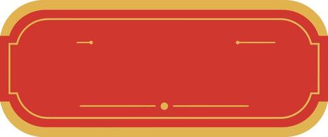 Vintage red and gold ornate label design with rounded edges and decorative border elements for classic packaging and branding vector
