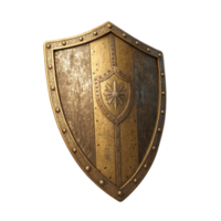 Medieval Golden Bronze Battle Shield Rusty isolated on transparent background png