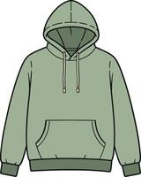 Green hoodie with front pocket and adjustable drawstrings casual pullover clothing apparel vector