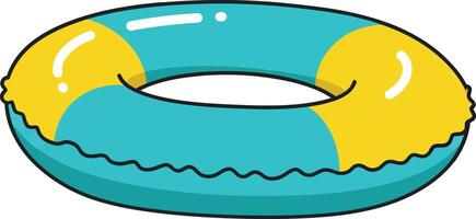 Inflatable swimming pool float ring in blue and yellow colors isolated on white background vector