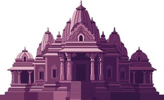 Ancient Hindu temple architecture with intricate carvings and traditional design in purple tones for cultural heritage preservation and tourism promotion vector