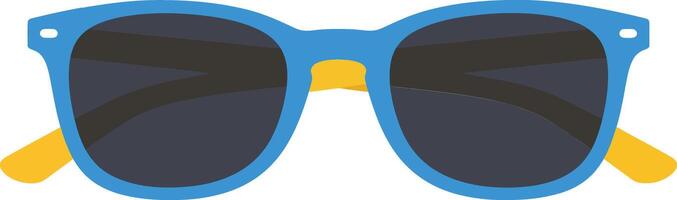 Blue and yellow sunglasses with black lenses isolated on white background illustration vector