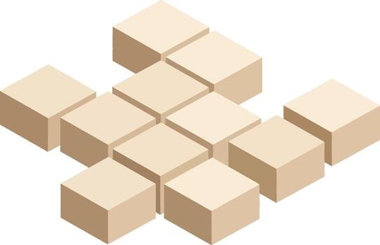 Isometric beige cubes abstract geometric pattern design in minimal style for creative projects and backgrounds vector
