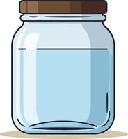 Transparent glass jar with brown lid isolated on white background minimal design clear container for storage and preservation purposes vector