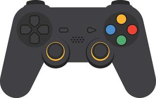 Black gaming controller with colorful buttons and ergonomic design for game enthusiasts and players vector