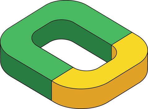 Isometric green and yellow abstract chain link illustration in 3d style for modern design and technology concepts vector