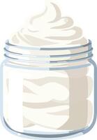 Whipped cream in glass jar isolated on white background realistic dairy product container illustration vector