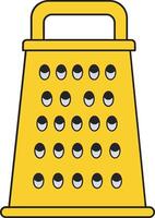 Yellow kitchen cheese grater with handle isolated on white background cooking tool for food preparation vector