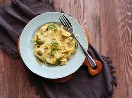 Italian ravioli filling with ricotta, cheese and spinach photo