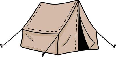 Canvas camping tent with ropes and stakes outdoor equipment for leisure and adventure activities vector