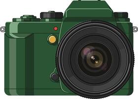 Green professional digital camera with large lens and detailed design for photography enthusiasts and creatives vector