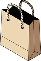 Paper shopping bag with rope handles eco friendly design isolated on white background illustration vector