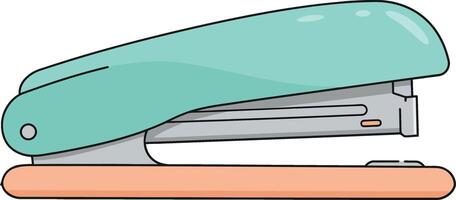 Stapler office tool for paper binding with teal and orange colors isolated on white background vector