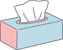 Tissue box with white tissue paper in pastel blue and pink colors simple illustration vector
