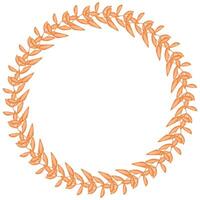 Elegant wreath design featuring a circular arrangement of stylized peachcolored leaves, perfect for invitations, cards, or branding. vector