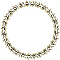 Elegant circular frame with autumnal leaves and berries, perfect for fallthemed designs. vector