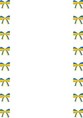 Elegant frame design featuring a repeating pattern of blue and yellow bows, ideal for festive invitations or celebratory announcements.