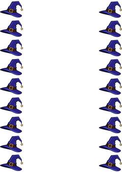 un caprichoso marco diseño presentando un repitiendo modelo de azul mago sombreros adornado con dorado estrellas, Perfecto para Víspera de Todos los Santos o temática de fantasía proyectos vector