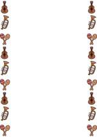 Festive Mexican Fiesta Border Design A cheerful repeating pattern featuring guitars, trumpets, and maracas, perfect for invitations, banners, or party decorations. vector