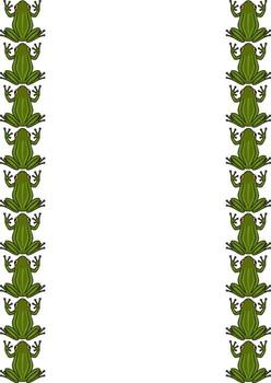 Elegant frame with repeating pattern of stylized green frogs, perfect for invitations, cards, or banners. vector