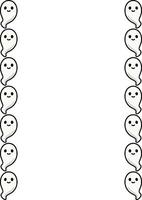 Adorable frame with cute smiling ghosts, perfect for Halloween or childrens designs, featuring a minimalist style and a playful mood. vector