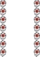 Spooky illustration of melting eyeballs forming a vertical border, perfect for Halloween designs or gothicthemed projects. vector
