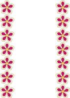 Elegant illustration of a white background adorned with two vertical borders of stylized pink and beige flowers, creating a delicate and charming frame. vector