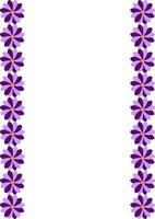 Elegant frame design featuring a vertical arrangement of stylized purple and lavender flowers, perfect for invitations, cards, or web banners. vector
