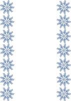 Elegant frame with a vertical arrangement of stylized snowflakes in a muted blue hue, perfect for winterthemed designs or holiday invitations. vector