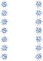 Elegant frame design featuring a vertical arrangement of stylized blue snowflakes on a white background, ideal for winterthemed invitations or greeting cards. vector
