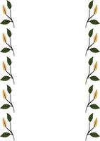 Elegant frame with a repeating pattern of stylized green leaves and beige buds, perfect for invitations, cards, or decorative elements. vector