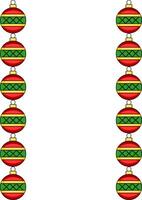 Festive Christmas frame with red and green baubles, perfect for holiday cards or invitations, featuring a clean, minimalist design. vector