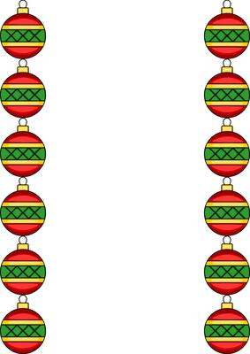 Festive Christmas frame with red and green baubles, perfect for holiday cards or invitations, featuring a clean, minimalist design.